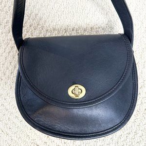 Vintage Coach Watson Crossbody Bag in Navy Leather